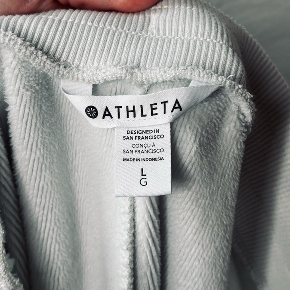 Athleta Cozy Karma High Rise Zip Pant Gray/White size Large - Picture 14 of 16